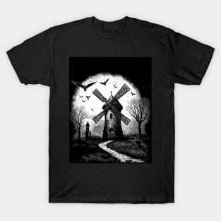 Gothic Windmill Bats Design T-Shirt